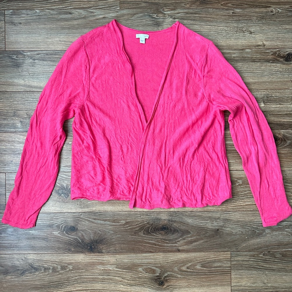 J.Jill Linen Cotton Blend Hot Pink Cardigan